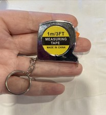 Silver Tone Pocket Mini Tape Measure w/Keychain 1M/3FT