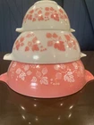 PYREX Pink Gooseberry Cinderella Mixing Bowls 3 Piece Set 441 443 444