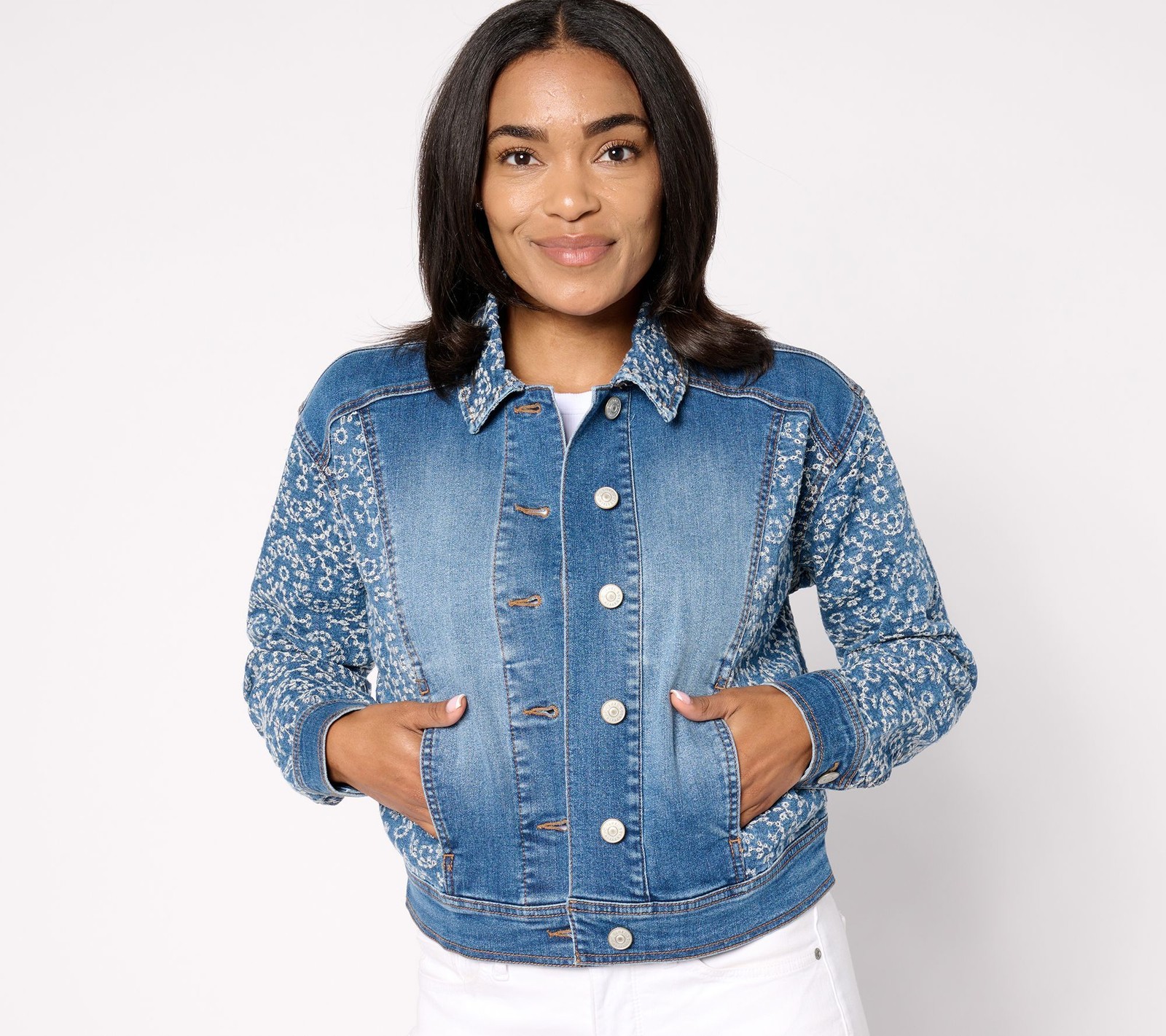 LOGO Lab by Lori Goldstein Women's Plus Sz Jacket 26 Denim with Blue A658960