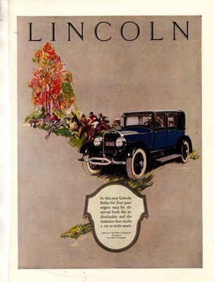 1925 Lincoln Four Passenger Sedan at Steeple chase - Original ad  House & Garden