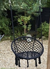 Swing Seat Black Hanging Hand Woven Cotton Rope Chair Swing Seat 110x80x60cm