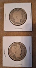 Lot of 2 Silver Barber Half Dollars 1908, 1912