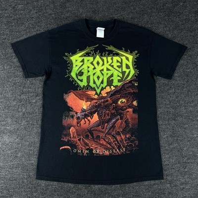 Broken Hope Shirt Men s Small Black Omen Of Disease Heavy Metal Graphic Tee 2013