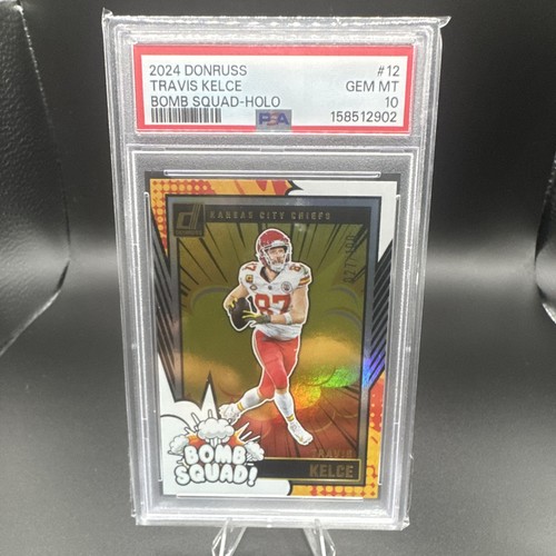 Panini 2024 Donruss Travis Kelce Chiefs Bomb Squad Holo /100 #12 PSA 10