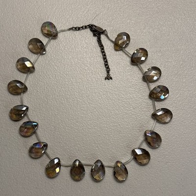 Queen Bee designs Sterling Silver 925 Smokey Quartz Faceted Beaded Necklace