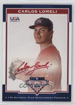 2017 Panini USA Baseball Stars & Stripes Red Ink 10/10 Carlos Lomeli Auto 0i76