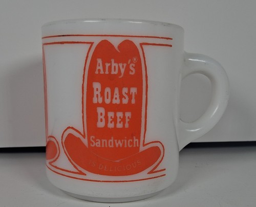 Vintage Arby's Roast Beef Sandwich Coffee Mug, Cowboy Hat Cup Orange