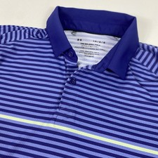 Under Armour Iso-Chill Polo Shirt Mens Large Blue Striped Golf Short Sleeve
