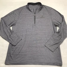 TRAVIS MATHEW Crestview Shirt Men 2XL Gray Stripe Performance Base Layer Stretch