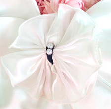 White Black Hair Bow Barrettes Jewelry Pin Women Girls Flower Pearl Accessory 5"