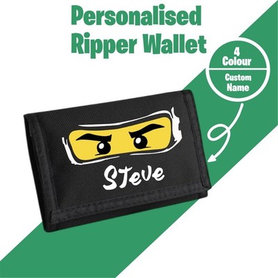 Personalisierte Ripper Geldbörse Ninja Eyes Design, individueller Name Geschenk für Jungen & Erwachsene