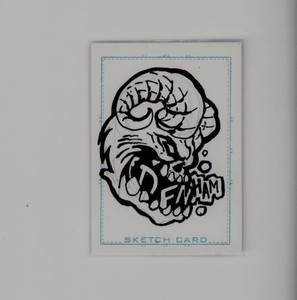 BRIAN DENHAM SIGNED INK + PENCIL SKETCH CARD