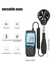 AS-H12 Digital Anemometer Handheld Wind Speed Meter with Extended Wind Sensor