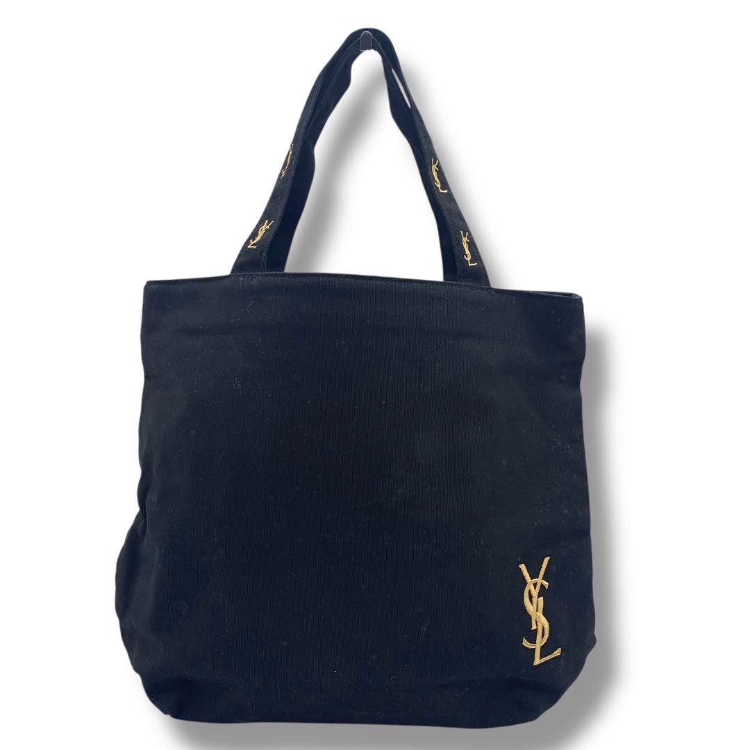 Bellissima borsa tote in tela Yves Saint Laurent nera a tracolla