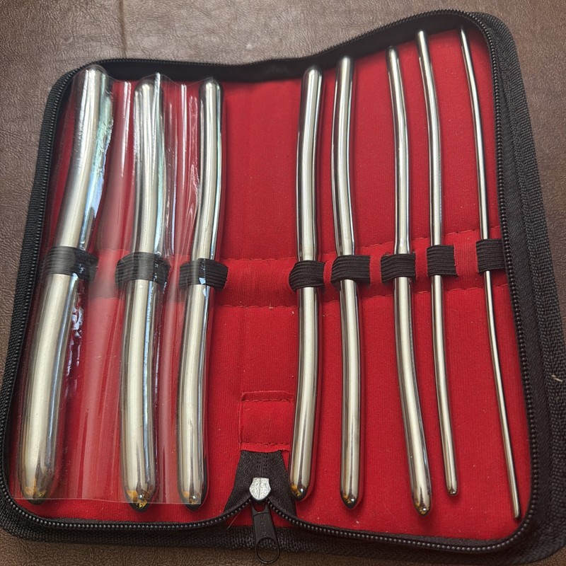 Hegar 8 Piece Sounds Kit, Surgical Steel Dilator Set in Zippered Black Case