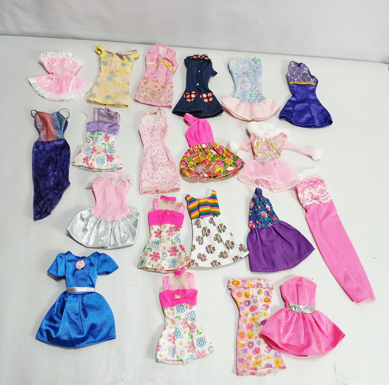 Vtg 90's era / Lot of 20 Barbie Doll Dresses - Pink/Purple tags