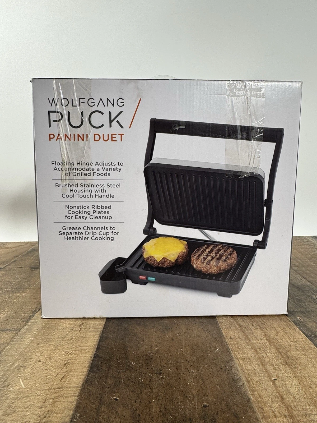 Wolfgang Puck Panini Duet Nonstick Stainless Steel Panini Maker New -Open Box