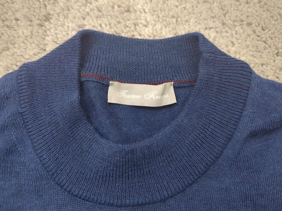 Suéter Toscano Firenze Hombre Extra Grande 100% Lana Merino Cuello Simulado Pullover Tejido Foto 2 de 4