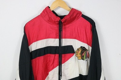 Blackhawks Logo Jacket | Vintage 1990s Color-block Full-zip Windbreaker | Nhl Ho