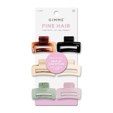 Gimme Beauty Fine Hair - Small Rectangle Claw 1 Count Pack of 6 , Assorted