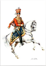 Tritt Military Artwork Soldier Horseback Russian Officer Postcard C268