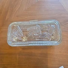 Vintage Federal Glass Clear Ribbed Rectangular Refrigerator Dish with Lid
