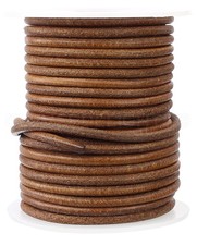 50 Feet 3.5mm 1/8 Inch Brown Round Genuine Leather Cord For Crafts Supplies