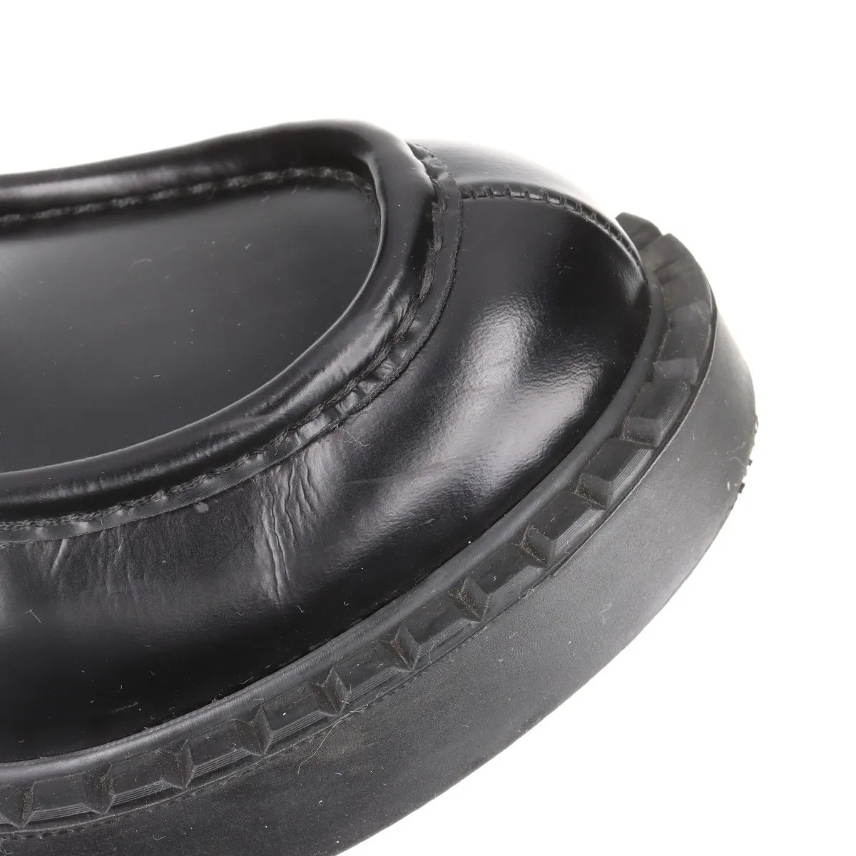 Prada Chocolate Leather Loafer 35.5 Ladies' Black Triangle logo thumbnail 14