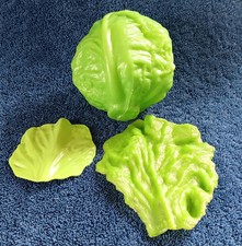 Kids Kitchen Toy Play Food Lot 3 pc Realistic Rubbery LETTUCE Leaf HEAD SLICES