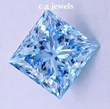 2 Ct Blue color lab grown Diamond Loose Princess Cut VVS1 Grade Gemstone 1 Gift