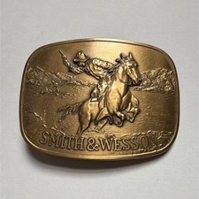 Smith Wesson Western Americana Brass Belt Buckle 1975