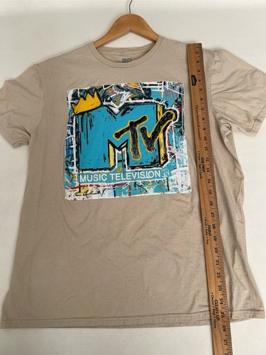 MTV Music Television Retro 80s Men’s Large L Cotton Beige Short Sleeve T-shirt - Picture 4 of 12