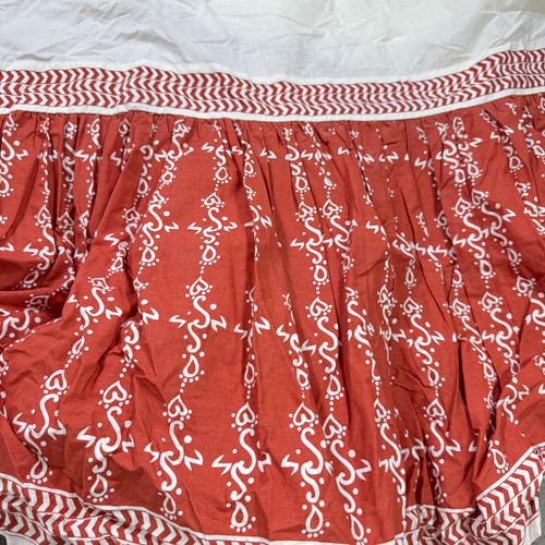 soft surroundings bedskirt ruffle queen red floral paisley hearts cotton - Picture 7 of 15
