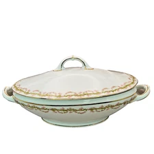 VTG H & Co Selb Bavaria Oval Vegetable Serving Dish Pink Floral Garland HC176