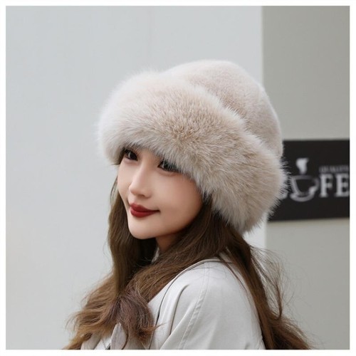 Women Solid Plush Faux Fur Beanie Hat Skull Cap Brimless Fluffy Winter Thermal - Picture 18 of 29