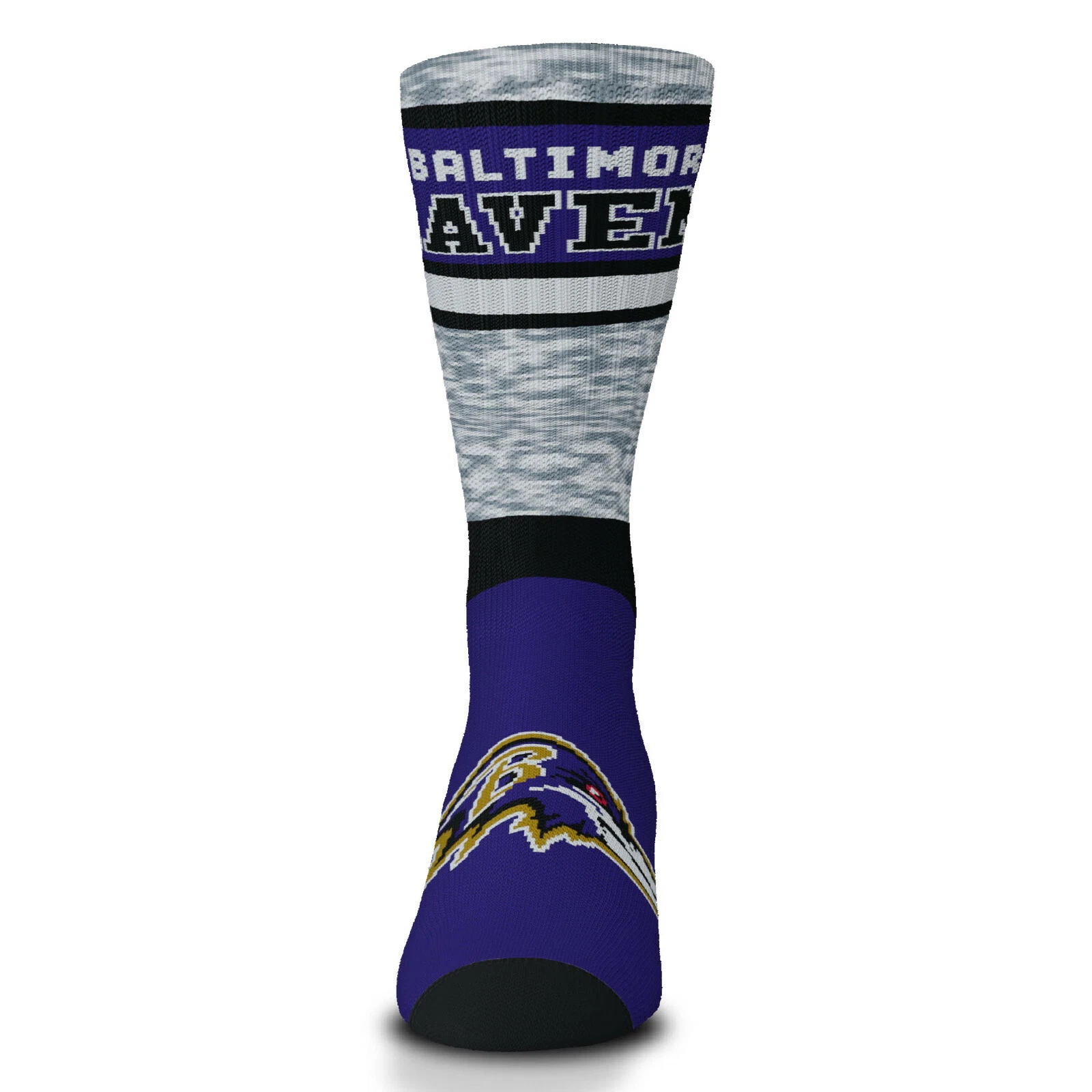 NEW Baltimore Ravens Double Deuce Gray Knit Crew Socks football 2 Sizes Available