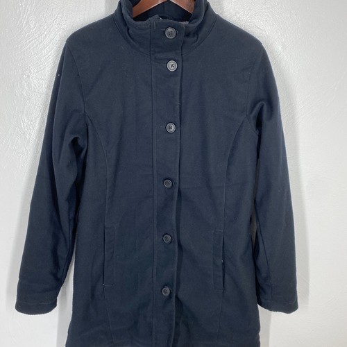 Columbia Womens Omni Heat Long Trench Coat Jacket Hutton Up Zip Medium Black - Picture 4 of 10