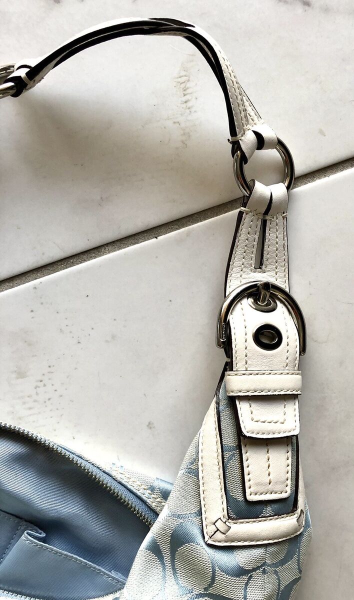 VTG Light Blue Coach Handbag Soho Hobo Bag In Signature VTG Light Blue Coach Handbag Soho Hobo Bag In Signature