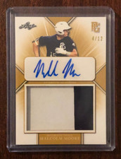 MALCOLM MOORE 2021 LEAF PERFECT GAME JERSEY PATCH ROOKIE AUTO 4/12 TEXAS RANGERS