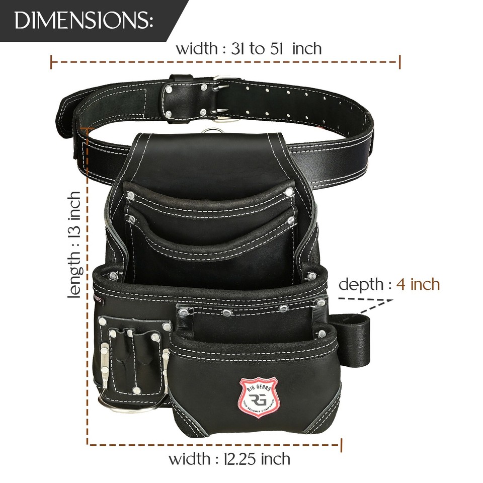 Leather Tool Belt 8 Pockets Tool Pouch for Carpenters, Electricians ...