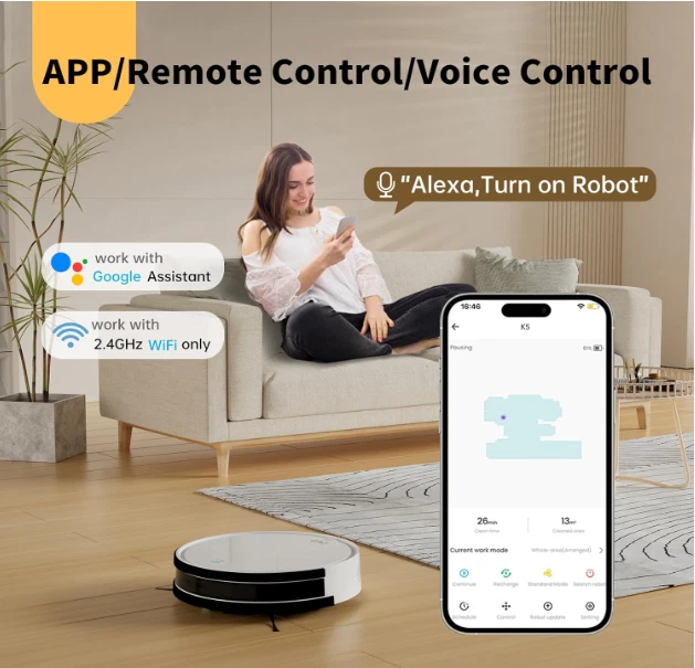 OKP K5 Robot Slim Vacuum Cleaner | Wiping Pet Hair Hard Floor | Wifi App Alexa - Image 4 of 4