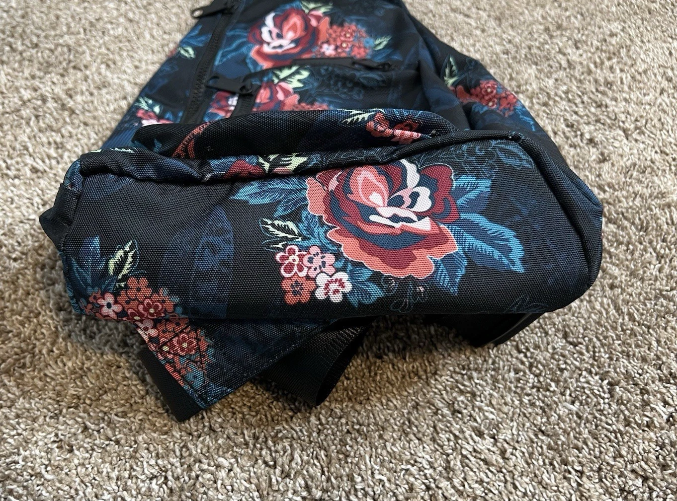 Zaino Vera Bradley Rose Foliage floreale reattivo borsa a tracolla blu rosa