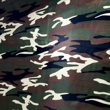 LARGE WOODLAND CAMO PRINT SATIN CHARMEUSE FABRIC 58" BY THE YARD CAMOFLAUGUE