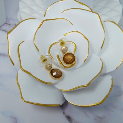 Premium Thread of Fate Gold Plated Sterling Silver Fashion Jewelry Earrings