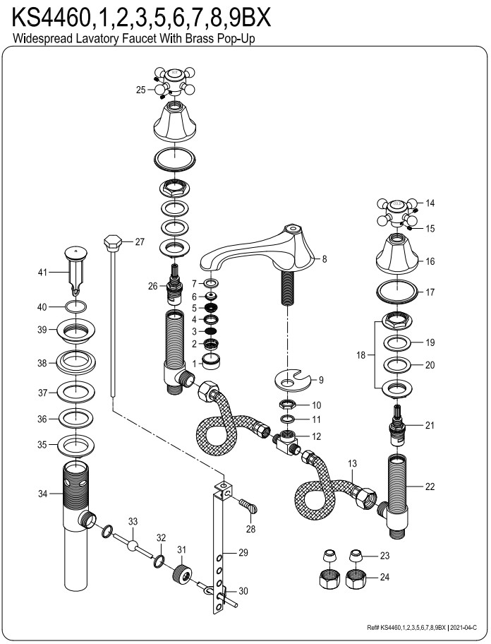 Kingston Brass KS4463BX Metropolitan 8" Widespread Bathroom Faucet Antique Brass