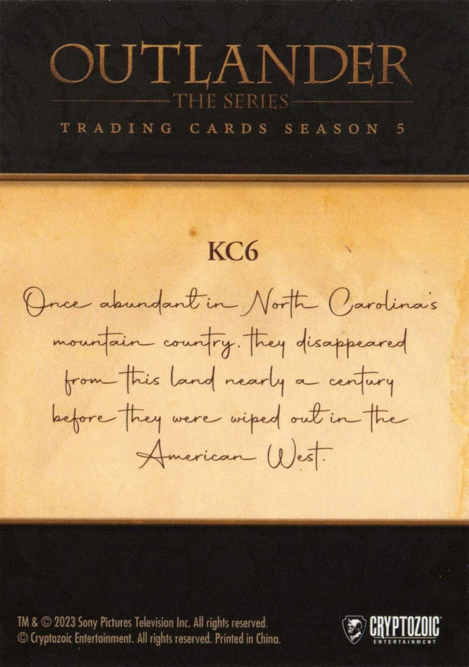 Outlander Season 5 (2023) KIDS & CRITTERS Insert Card KC6 / BUFFALO - Image 2 of 2