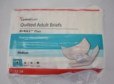 Cardinal Health Adult Briefs Wings Plus Heavy Absorbency Medium Size 12 Pack