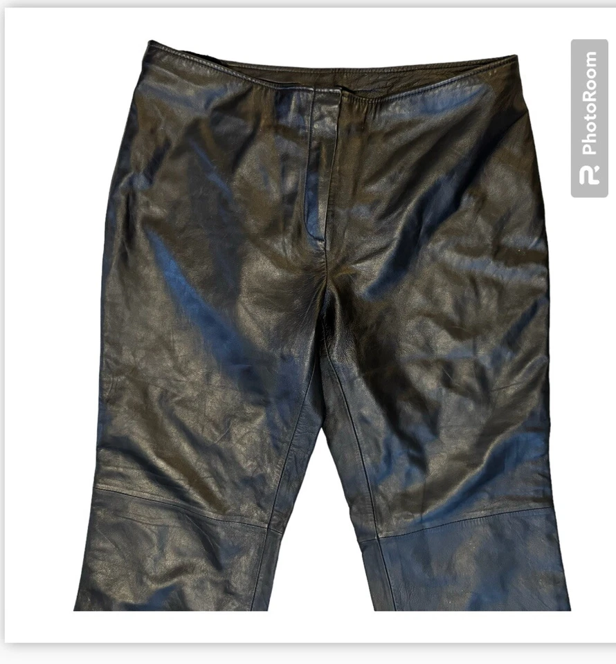 Pantalones clásicos Jaclyn Smith talla 12 cuero genuino negro Foto 2 de 4