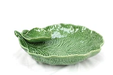 World Market Ceramic Serving Tray Dish With Bowl 13” Chip Dip Cabbage Lettuce 