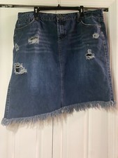 Ashley Stewart Distressed Asymmetrical Denim Skirt Size 20